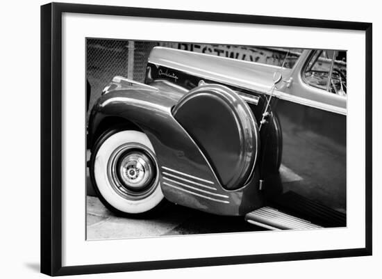 Antique Car With Whitewall Tires B/W-null-Framed Photo