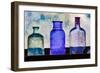 Antique colored bottles in window, Prescott National Forest, Jerome, Arizona-Adam Jones-Framed Photographic Print