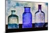 Antique colored bottles in window, Prescott National Forest, Jerome, Arizona-Adam Jones-Mounted Photographic Print