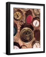 Antique Compass Collage-Vision Studio-Framed Art Print