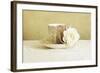 Antique Cup and Saucer with White Flower and Pearls-Tom Quartermaine-Framed Giclee Print