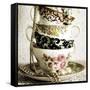 Antique Cups and Saucers with Pearls 01-Tom Quartermaine-Framed Stretched Canvas