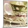 Antique Cups and Saucers with Pearls 02-Tom Quartermaine-Mounted Giclee Print