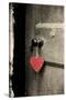 Antique Door with Red Heart-Tom Quartermaine-Stretched Canvas