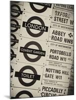 Antique Enamelled Signs - Subway Station and W11 Railroad Wall Plaque Signs - London - UK-Philippe Hugonnard-Mounted Photographic Print