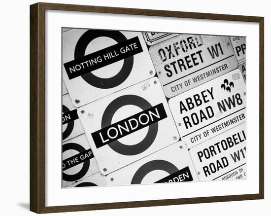 Antique Enamelled Signs - Subway Station and W11 Railroad Wall Plaque Signs - London - UK-Philippe Hugonnard-Framed Photographic Print