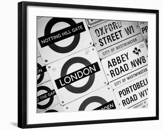 Antique Enamelled Signs - Subway Station and W11 Railroad Wall Plaque Signs - London - UK-Philippe Hugonnard-Framed Photographic Print