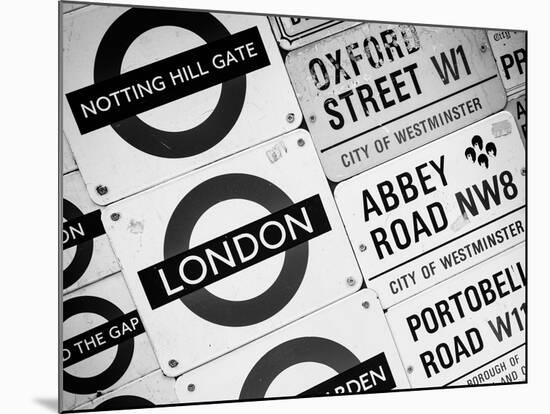 Antique Enamelled Signs - Subway Station and W11 Railroad Wall Plaque Signs - London - UK-Philippe Hugonnard-Mounted Photographic Print