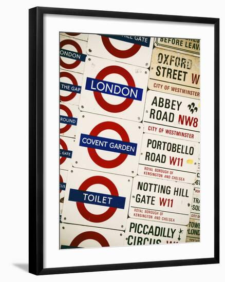 Antique Enamelled Signs - Subway Station and W11 Railroad Wall Plaque Signs - London - UK-Philippe Hugonnard-Framed Photographic Print