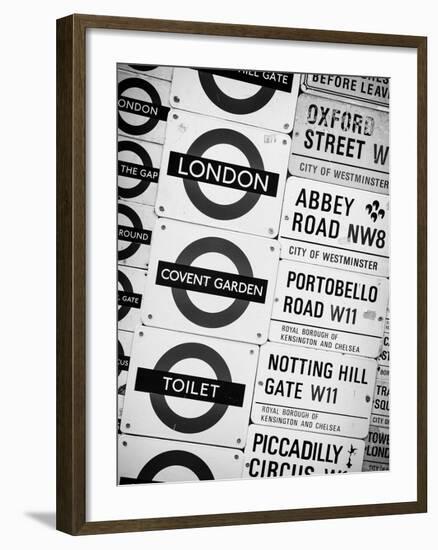 Antique Enamelled Signs - Subway Station and W11 Railroad Wall Plaque Signs - London - UK-Philippe Hugonnard-Framed Photographic Print