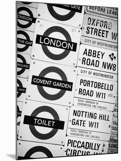 Antique Enamelled Signs - Subway Station and W11 Railroad Wall Plaque Signs - London - UK-Philippe Hugonnard-Mounted Photographic Print