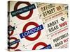 Antique Enamelled Signs - Subway Station and W11 Railroad Wall Plaque Signs - London - UK-Philippe Hugonnard-Stretched Canvas