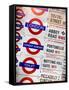 Antique Enamelled Signs - Subway Station and W11 Railroad Wall Plaque Signs - London - UK-Philippe Hugonnard-Framed Stretched Canvas