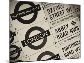 Antique Enamelled Signs - Subway Station and W11 Railroad Wall Plaque Signs - London - UK-Philippe Hugonnard-Mounted Photographic Print