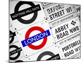 Antique Enamelled Signs - Subway Station and W11 Railroad Wall Plaque Signs - London - UK-Philippe Hugonnard-Mounted Photographic Print