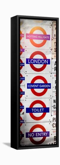 Antique Enamelled Signs - Subway Station Signs - Wall Signs - Notting Hill - London - Door Poster-Philippe Hugonnard-Framed Stretched Canvas