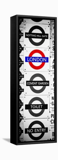 Antique Enamelled Signs - Subway Station Signs - Wall Signs - Notting Hill - London - Door Poster-Philippe Hugonnard-Framed Stretched Canvas