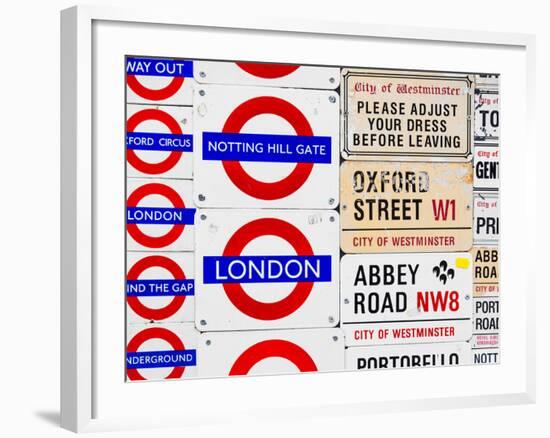 Antique Enamelled Signs - Subway Station Signs - Wall Signs - Notting Hill - London - UK - England-Philippe Hugonnard-Framed Photographic Print