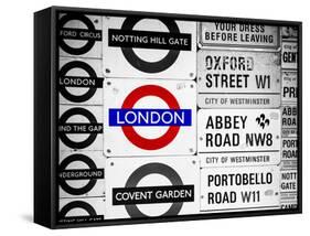 Antique Enamelled Signs - Subway Station Signs - Wall Signs - Notting Hill - London - UK - England-Philippe Hugonnard-Framed Stretched Canvas