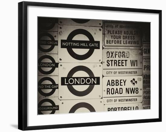 Antique Enamelled Signs - Subway Station Signs - Wall Signs - Notting Hill - London - UK - England-Philippe Hugonnard-Framed Photographic Print