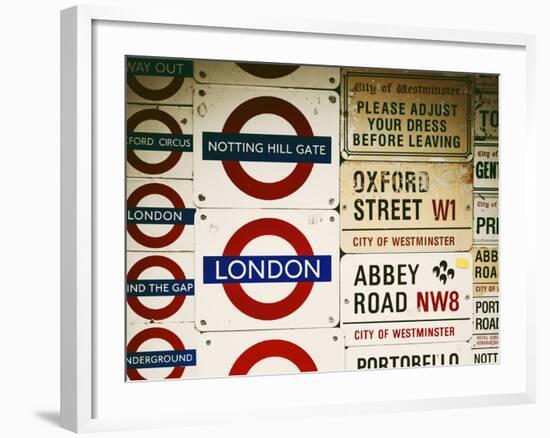 Antique Enamelled Signs - Subway Station Signs - Wall Signs - Notting Hill - London - UK - England-Philippe Hugonnard-Framed Photographic Print