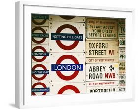 Antique Enamelled Signs - Subway Station Signs - Wall Signs - Notting Hill - London - UK - England-Philippe Hugonnard-Framed Photographic Print