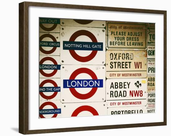 Antique Enamelled Signs - Subway Station Signs - Wall Signs - Notting Hill - London - UK - England-Philippe Hugonnard-Framed Photographic Print