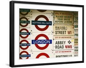 Antique Enamelled Signs - Subway Station Signs - Wall Signs - Notting Hill - London - UK - England-Philippe Hugonnard-Framed Photographic Print