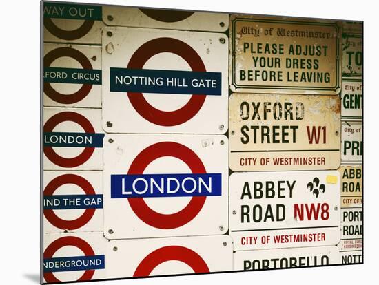 Antique Enamelled Signs - Subway Station Signs - Wall Signs - Notting Hill - London - UK - England-Philippe Hugonnard-Mounted Photographic Print