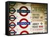Antique Enamelled Signs - Subway Station Signs - Wall Signs - Notting Hill - London - UK - England-Philippe Hugonnard-Framed Stretched Canvas