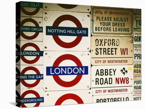 Antique Enamelled Signs - Subway Station Signs - Wall Signs - Notting Hill - London - UK - England-Philippe Hugonnard-Stretched Canvas