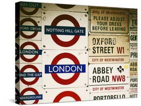 Antique Enamelled Signs - Subway Station Signs - Wall Signs - Notting Hill - London - UK - England-Philippe Hugonnard-Stretched Canvas