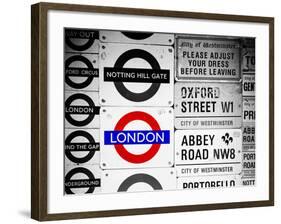 Antique Enamelled Signs - Subway Station Signs - Wall Signs - Notting Hill - London - UK - England-Philippe Hugonnard-Framed Photographic Print