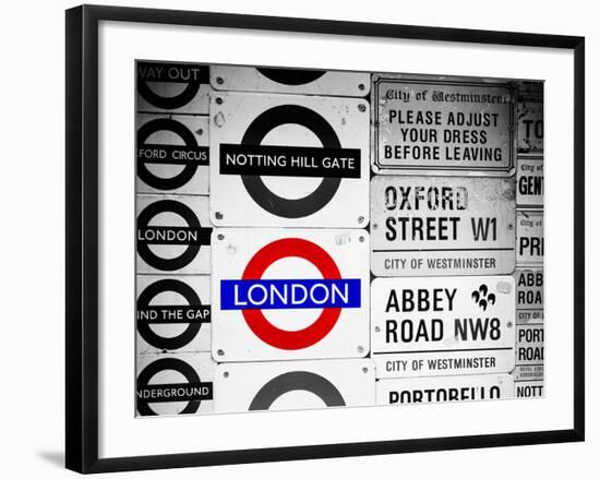 Antique Enamelled Signs - Subway Station Signs - Wall Signs - Notting Hill - London - UK - England-Philippe Hugonnard-Framed Photographic Print