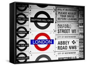 Antique Enamelled Signs - Subway Station Signs - Wall Signs - Notting Hill - London - UK - England-Philippe Hugonnard-Framed Stretched Canvas
