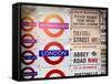 Antique Enamelled Signs - Subway Station Signs - Wall Signs - Notting Hill - London - UK - England-Philippe Hugonnard-Framed Stretched Canvas