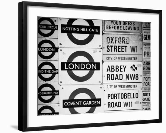 Antique Enamelled Signs - Subway Station Signs - Wall Signs - Notting Hill - London - UK - England-Philippe Hugonnard-Framed Photographic Print