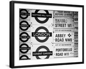 Antique Enamelled Signs - Subway Station Signs - Wall Signs - Notting Hill - London - UK - England-Philippe Hugonnard-Framed Photographic Print