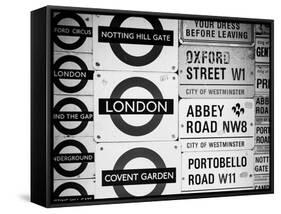 Antique Enamelled Signs - Subway Station Signs - Wall Signs - Notting Hill - London - UK - England-Philippe Hugonnard-Framed Stretched Canvas