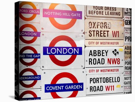 Antique Enamelled Signs - Subway Station Signs - Wall Signs - Notting Hill - London - UK - England-Philippe Hugonnard-Stretched Canvas