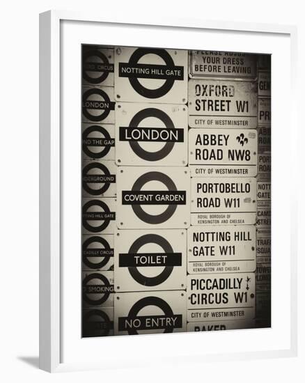 Antique Enamelled Signs - Subway Station Signs - Wall Signs - Notting Hill - London - UK - England-Philippe Hugonnard-Framed Photographic Print