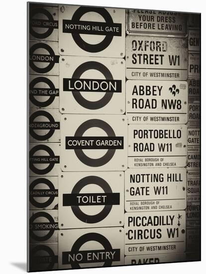 Antique Enamelled Signs - Subway Station Signs - Wall Signs - Notting Hill - London - UK - England-Philippe Hugonnard-Mounted Photographic Print