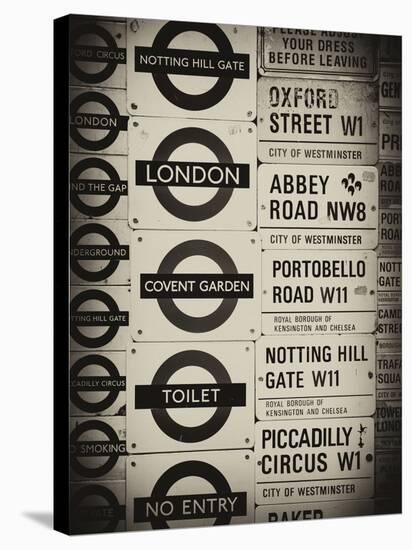 Antique Enamelled Signs - Subway Station Signs - Wall Signs - Notting Hill - London - UK - England-Philippe Hugonnard-Stretched Canvas