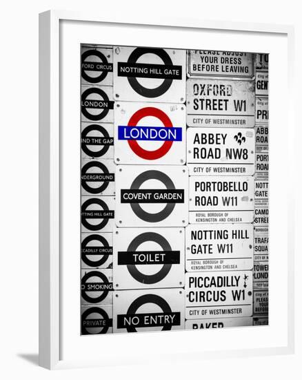 Antique Enamelled Signs - Subway Station Signs - Wall Signs - Notting Hill - London - UK - England-Philippe Hugonnard-Framed Photographic Print