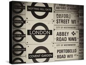 Antique Enamelled Signs - Subway Station Signs - Wall Signs - Notting Hill - London - UK - England-Philippe Hugonnard-Stretched Canvas