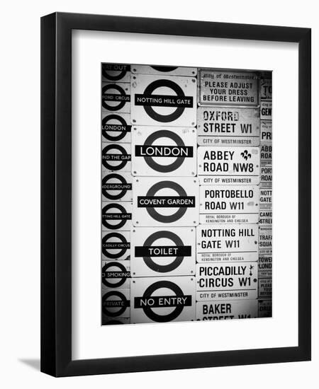 Antique Enamelled Signs - Subway Station Signs - Wall Signs - Notting Hill - London - UK - England-Philippe Hugonnard-Framed Art Print