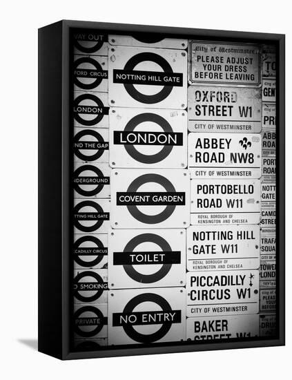 Antique Enamelled Signs - Subway Station Signs - Wall Signs - Notting Hill - London - UK - England-Philippe Hugonnard-Framed Stretched Canvas