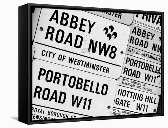 Antique Enamelled Signs - W11 Railroad Wall Plaque Signs - Wall Signs - Notting Hill - London - UK-Philippe Hugonnard-Framed Stretched Canvas