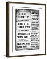 Antique Enamelled Signs - W11 Railroad Wall Plaque Signs - Wall Signs - Notting Hill - London - UK-Philippe Hugonnard-Framed Photographic Print