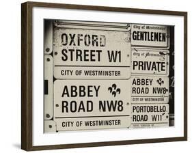 Antique Enamelled Signs - W11 Railroad Wall Plaque Signs - Wall Signs - Notting Hill - London - UK-Philippe Hugonnard-Framed Photographic Print